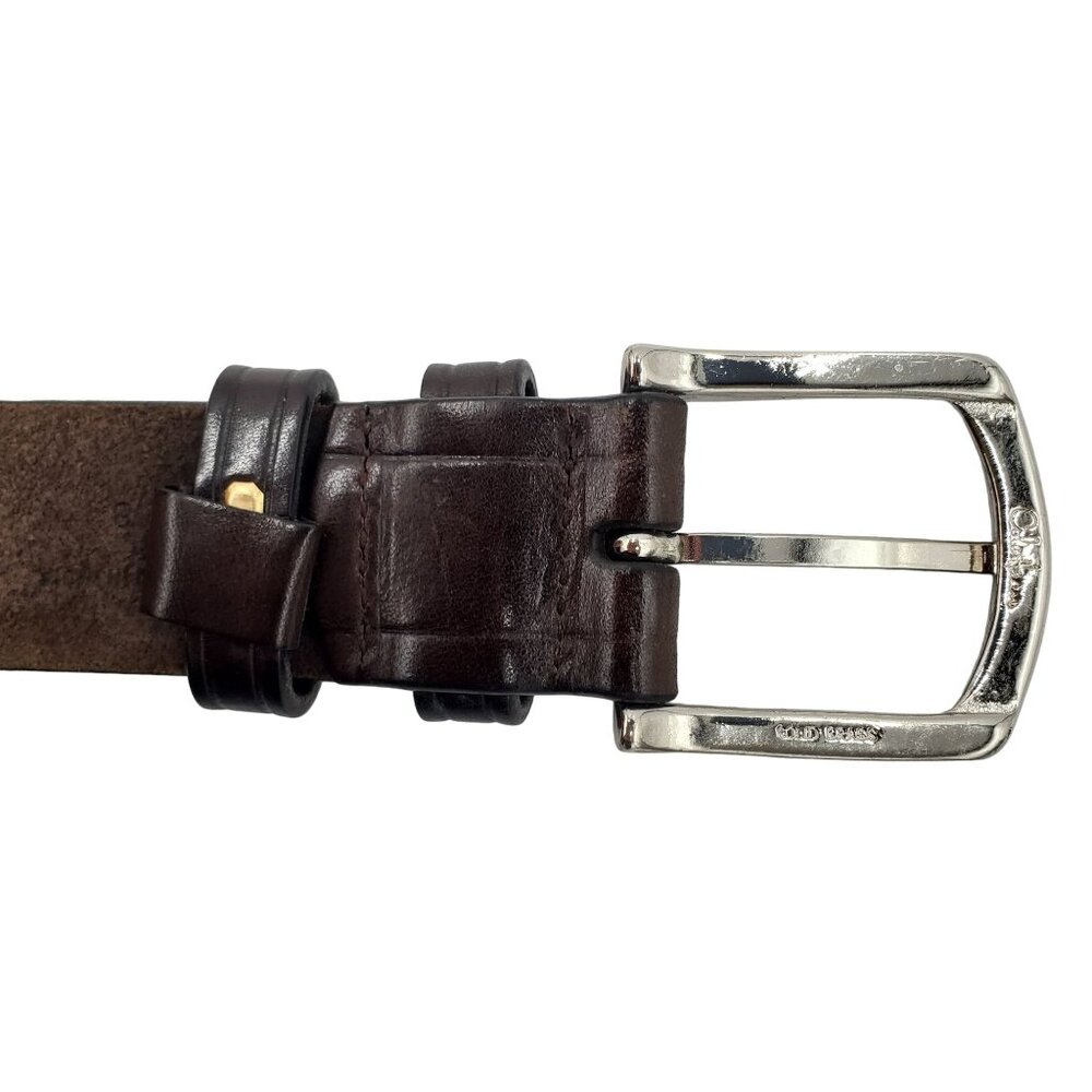 Vintage Cole Haan Dress Belt Brown Men's Size 36 Inch Leather Solid Brass Buckle - Picture 7 of 12